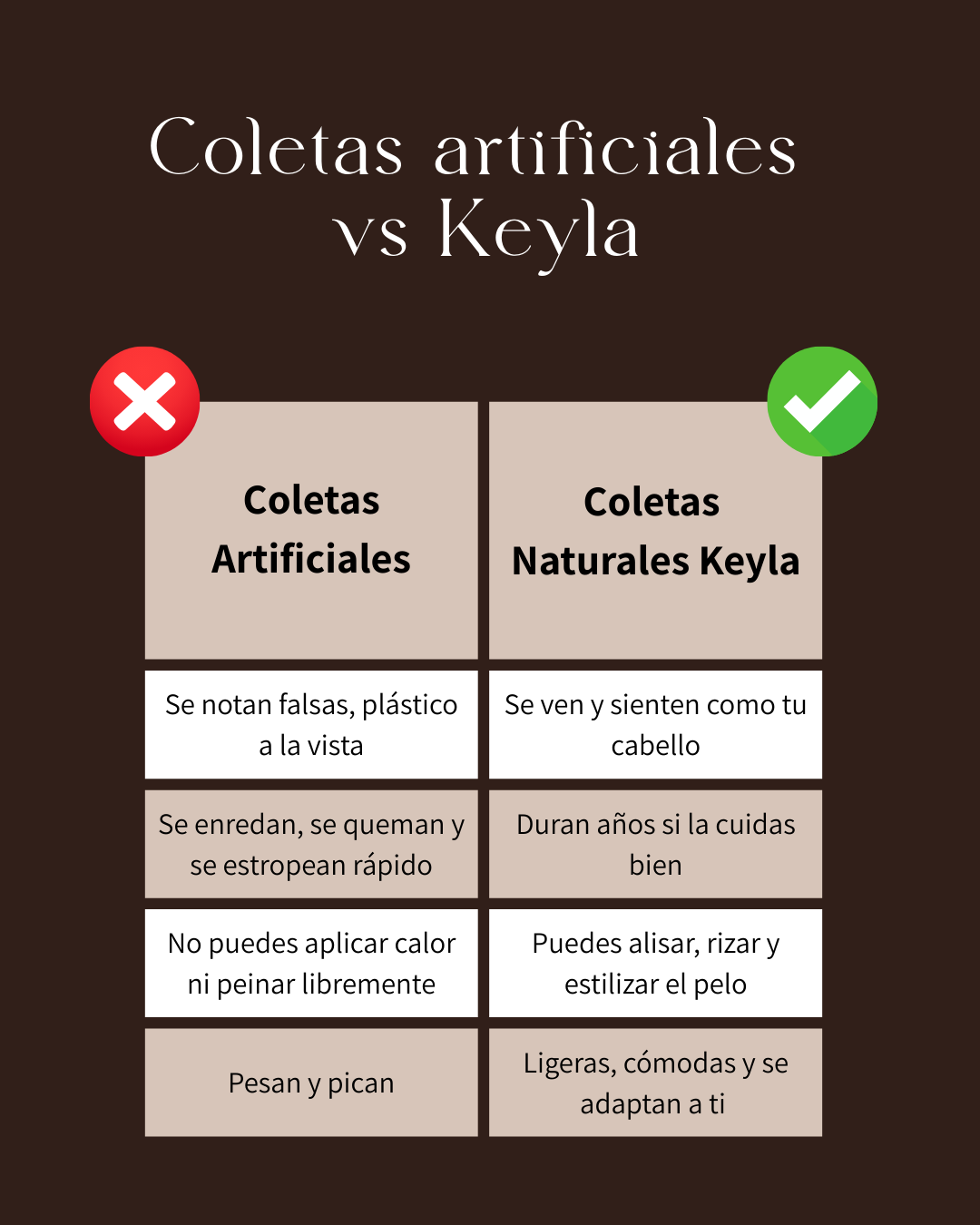 AMBER: Coleta Lisa Cabello 100% Natural