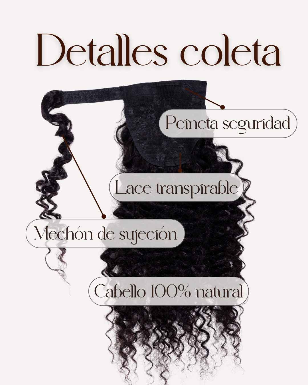 BLAKE: Coleta Rizada Cabello 100% Natural