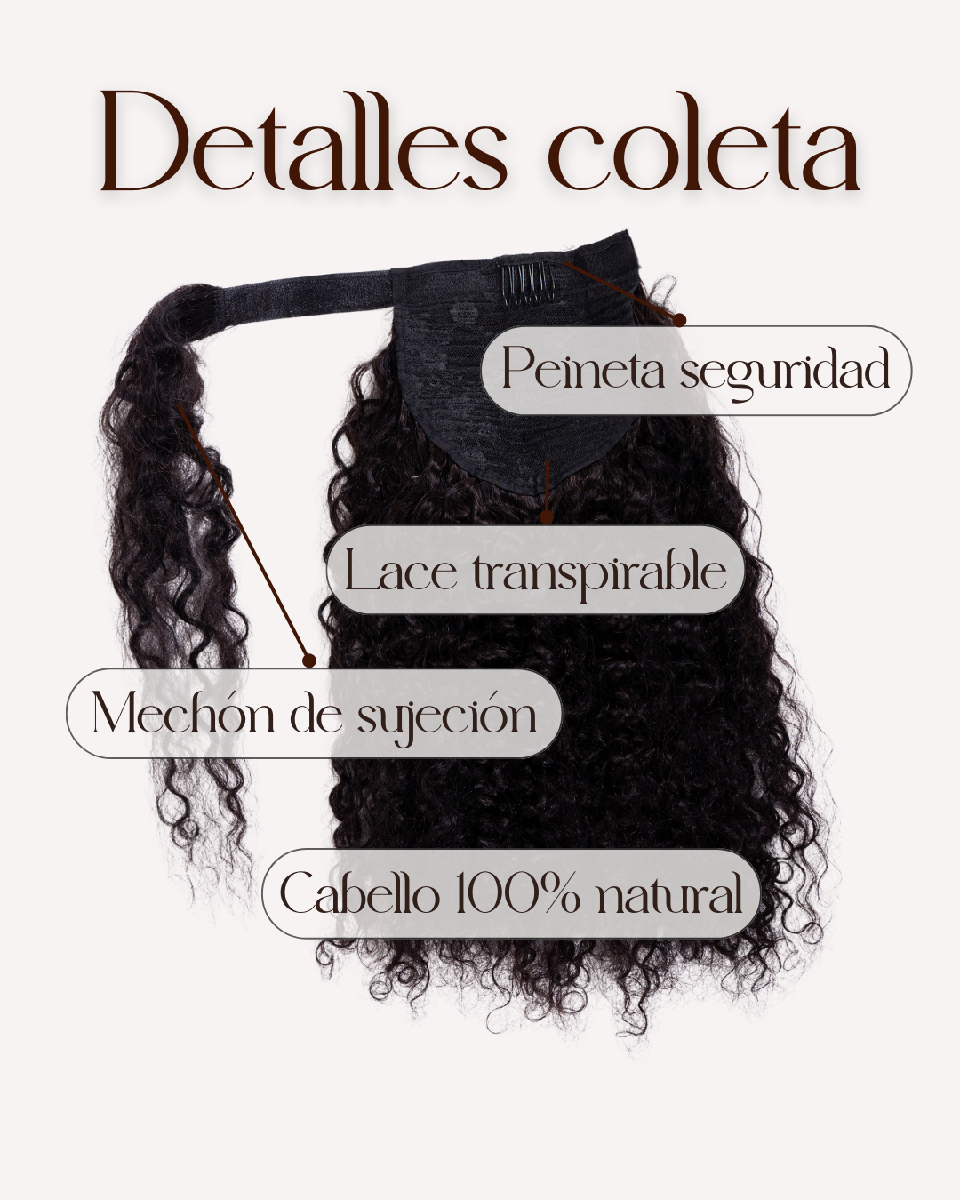 ALICE: Coleta Rizada Cabello 100% Natural