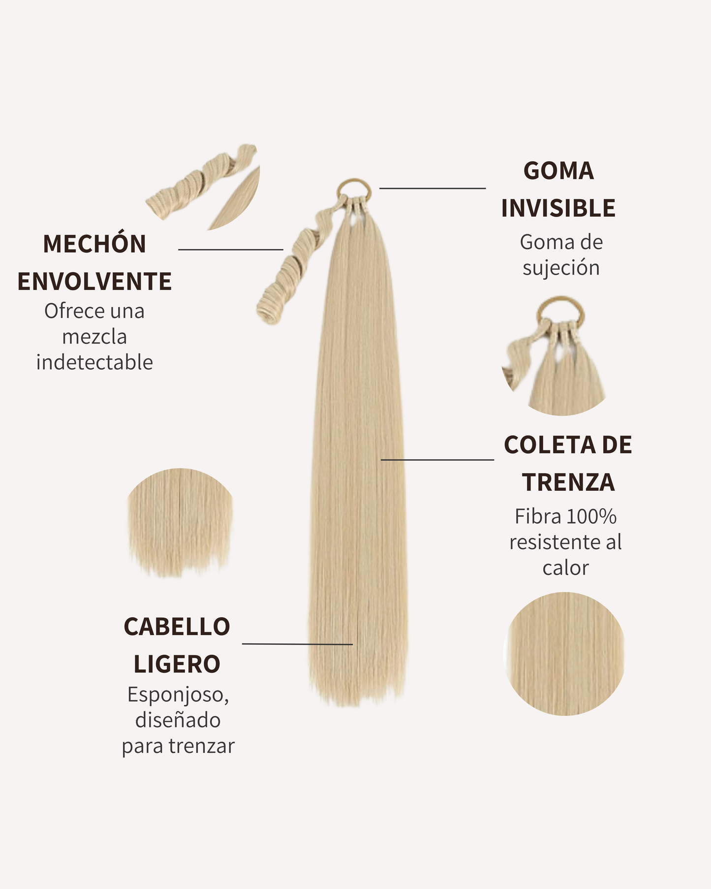 ATENEA: Coleta trenza sintética 86 cm
