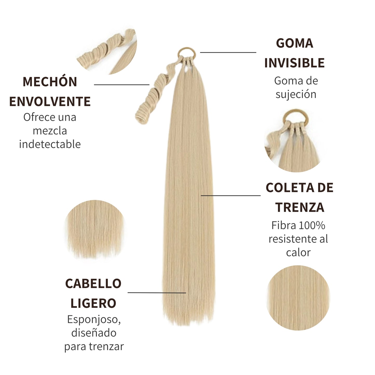 ATENEA: Coleta trenza sintética 86 cm