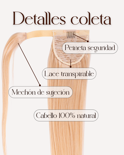AMBER: Coleta Lisa Cabello 100% Natural